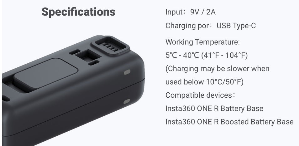 Insta360 ONE R Battery Base / Fast Charge Hub / Boosted Battery Base / Vertical Battery Base | Ready Stocks Ready Stocks