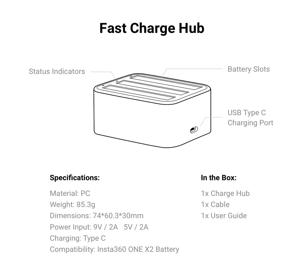 Insta360 ONE X2 Battery 1630Mah / Fast Charge Hub Ready Stocks