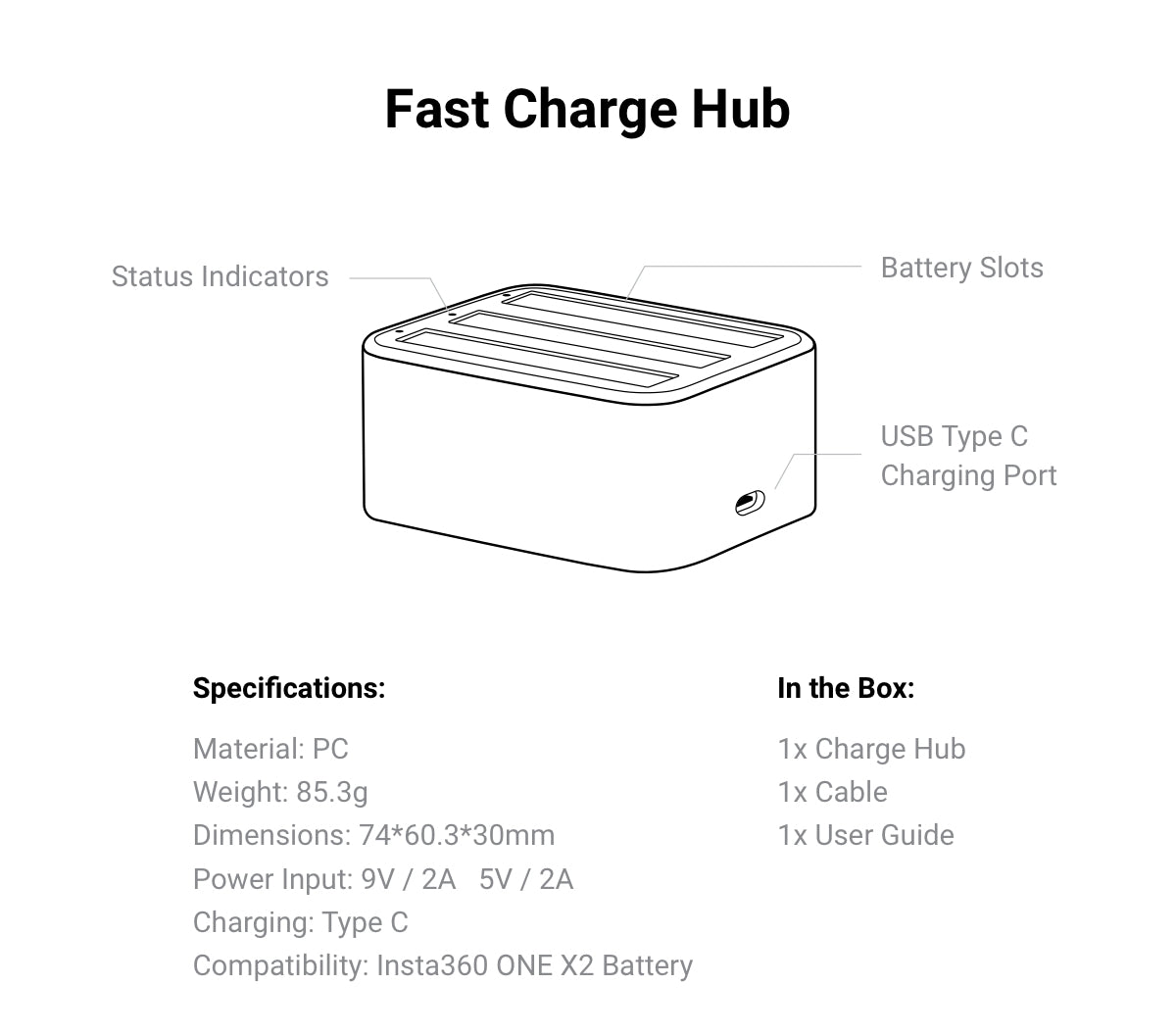 Insta360 ONE X2 Battery 1630Mah / Fast Charge Hub Ready Stocks