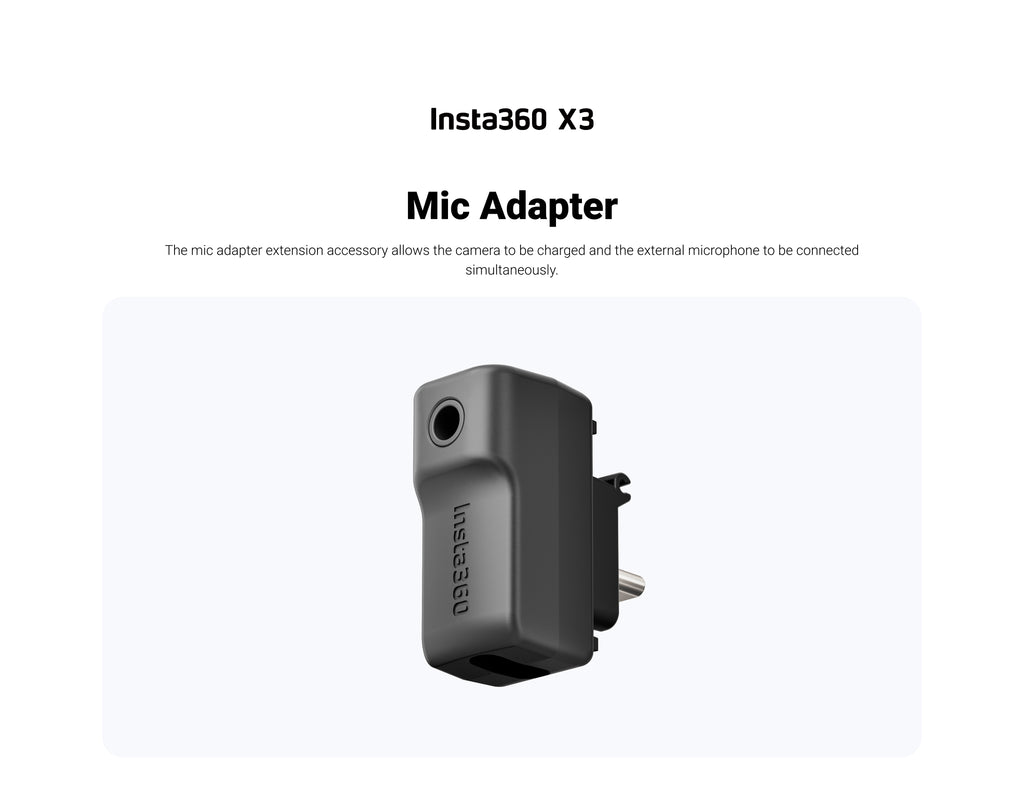 Insta360 X3 Mic Adapter | External microphone adapter for your camera
