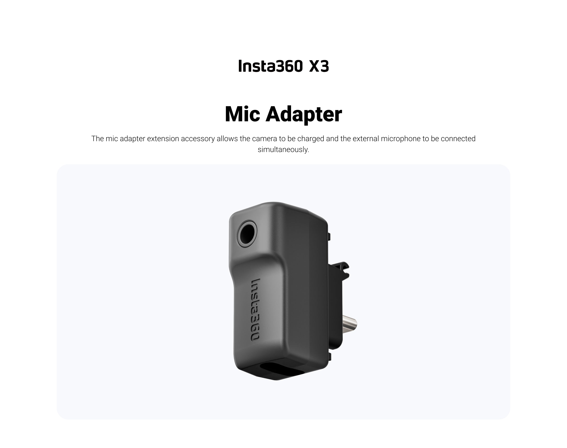 Insta360 X3 Mic Adapter | External microphone adapter for your camera