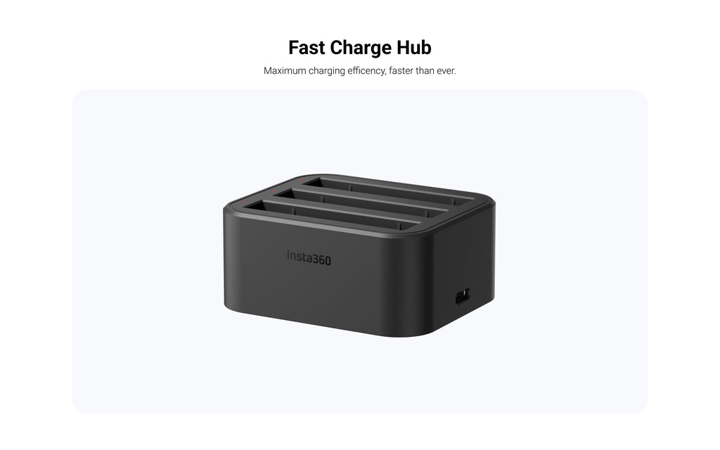 Insta360 X3 Fast Charge Hub | Easily fast charge up to three batteries at the same time