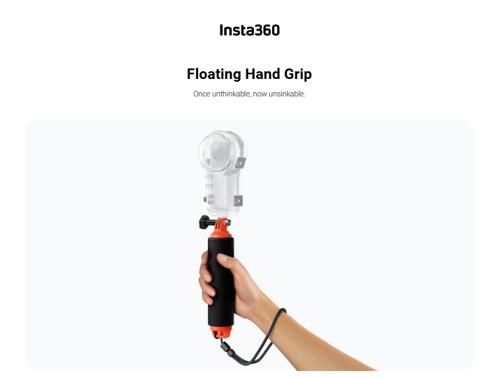 Insta360 Floating Hand Grip | Compatibility: Ace Pro 2, X4, Ace Pro, Ace, Go 3, X3,ONE RS (Twin/4K),GO 2,ONE X2,ONE R,ONE X