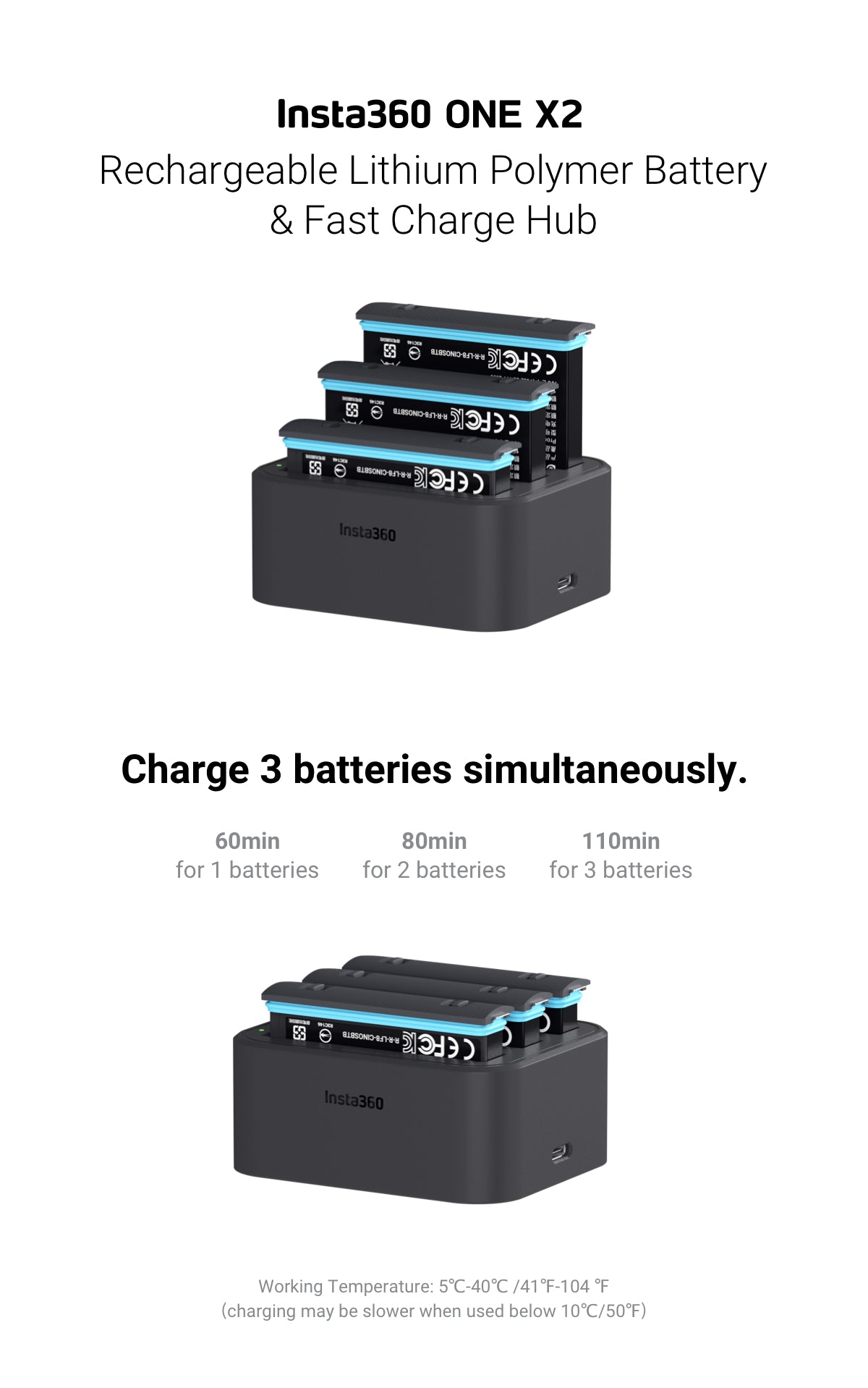 Insta360 ONE X2 Battery 1630Mah / Fast Charge Hub Ready Stocks