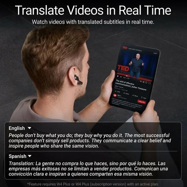 Timekettle W4 Plus - AI Interpreter Earbuds Pocket AI Interpreter, Understand Clearly, Translate Accurately Anywhere