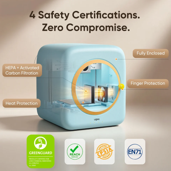 (Pre-order) Ugee Funbox 3D Printer- One click print, Safe & Fun｜Home-Friendly Air Protection｜AI Creative Modeling｜Endless Playful Models