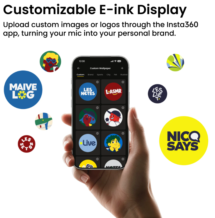 Insta360 Mic - Wireless Microphone, AI Noise Reduction, 32-bit Float Recording, Magnetic Clip, Furry Windscreen