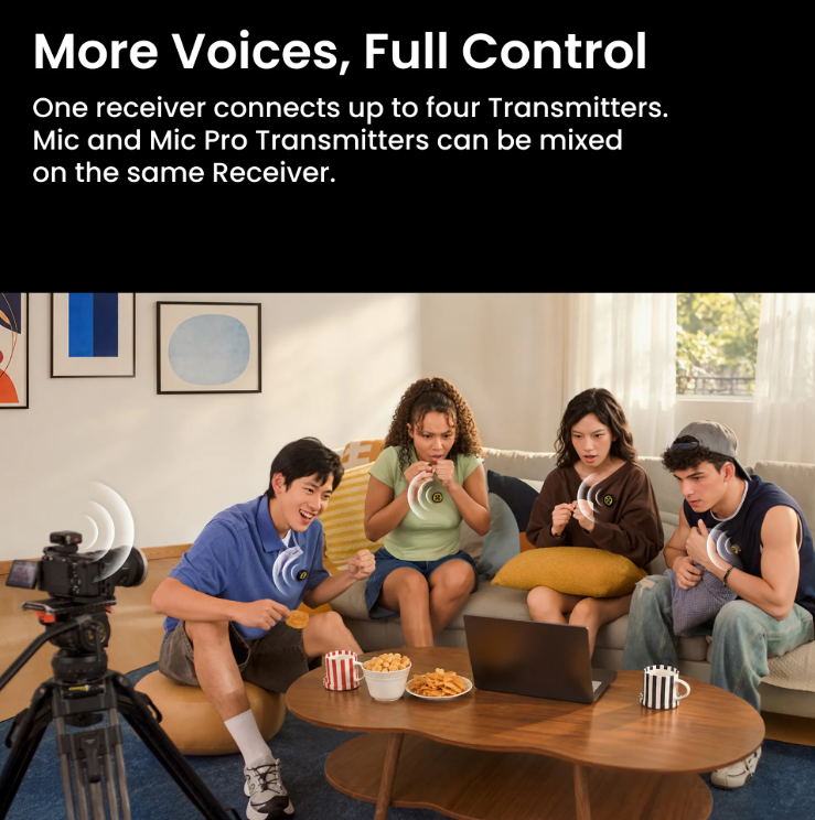 Insta360 Mic - Wireless Microphone, AI Noise Reduction, 32-bit Float Recording, Magnetic Clip, Furry Windscreen
