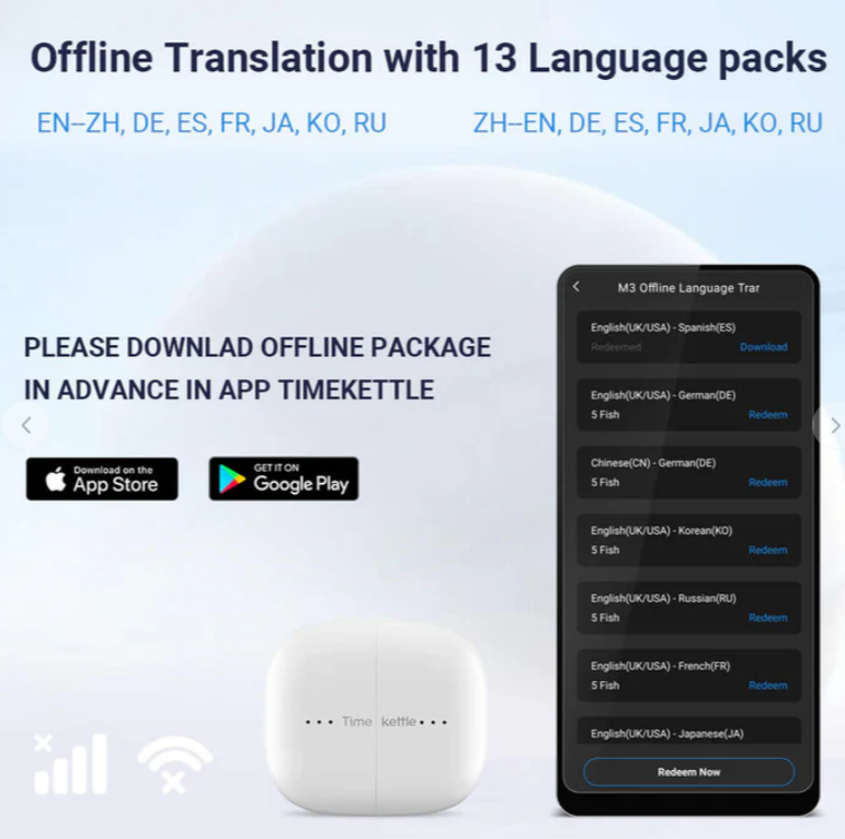 TimeKettle M3 Offline Translator Earphone