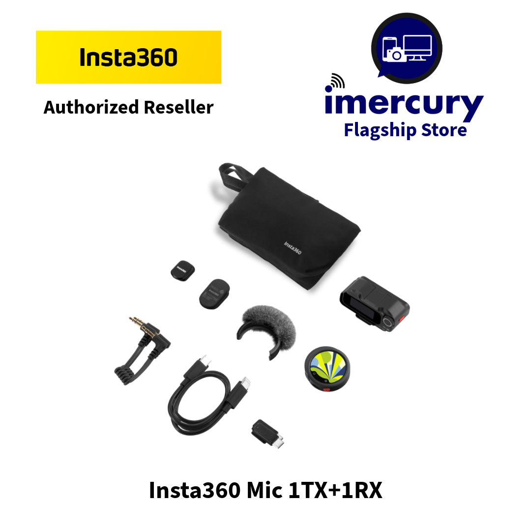 Insta360 Mic - Wireless Microphone, AI Noise Reduction, 32-bit Float Recording, Magnetic Clip, Furry Windscreen