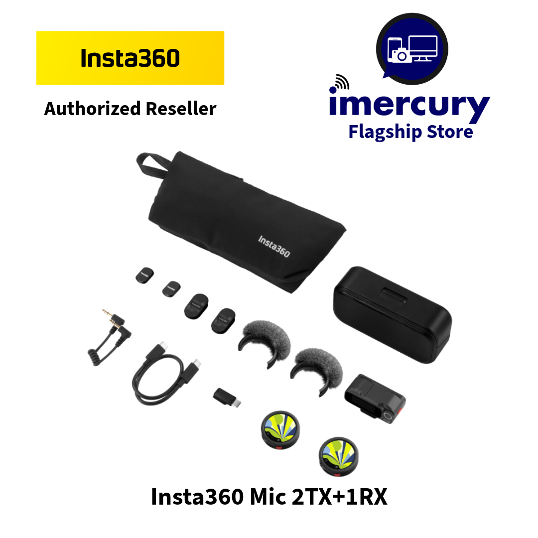 Insta360 Mic - Wireless Microphone, AI Noise Reduction, 32-bit Float Recording, Magnetic Clip, Furry Windscreen