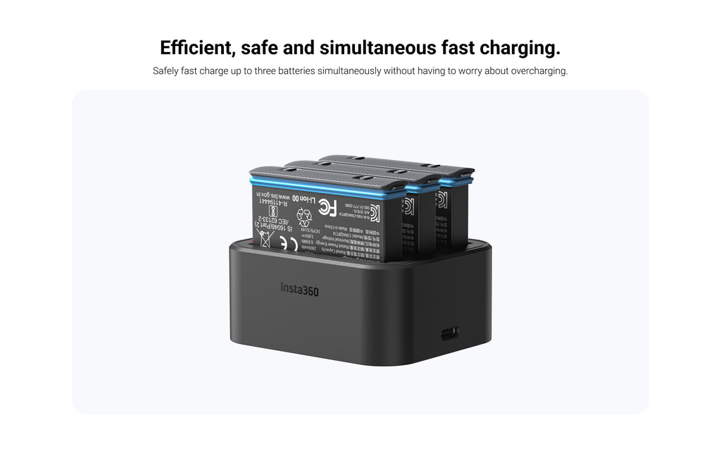 Insta360 X3 Fast Charge Hub | Easily fast charge up to three batteries at the same time